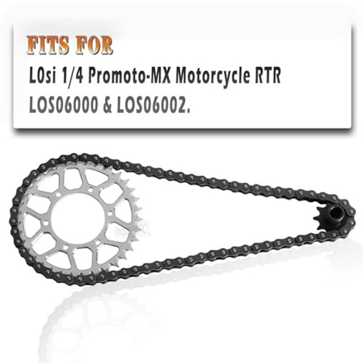 Rear hub chain sprocket set with silver 36T sprocket and black roller chain