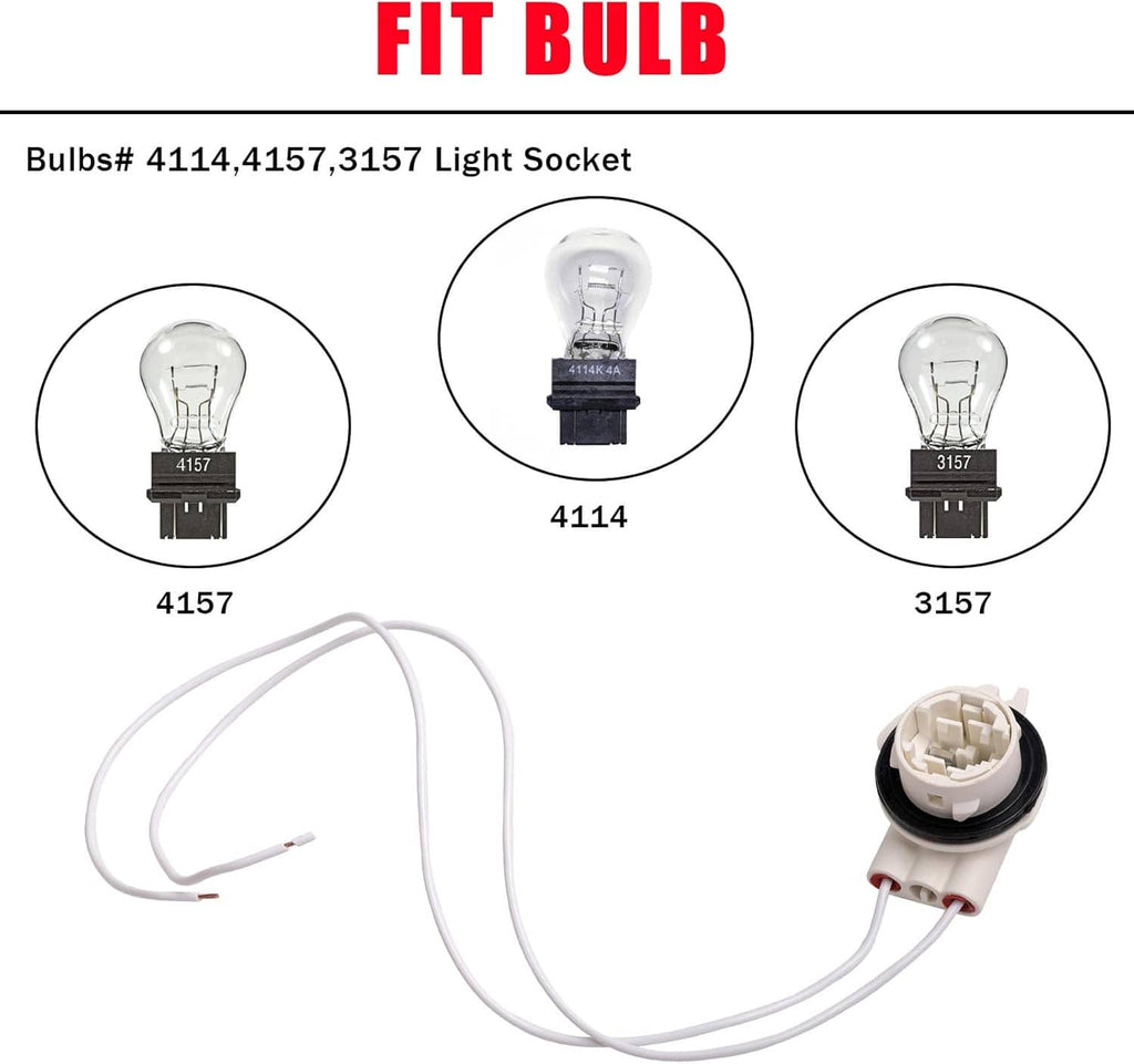White wire light socket pigtail harness with bulb-socket connector ends