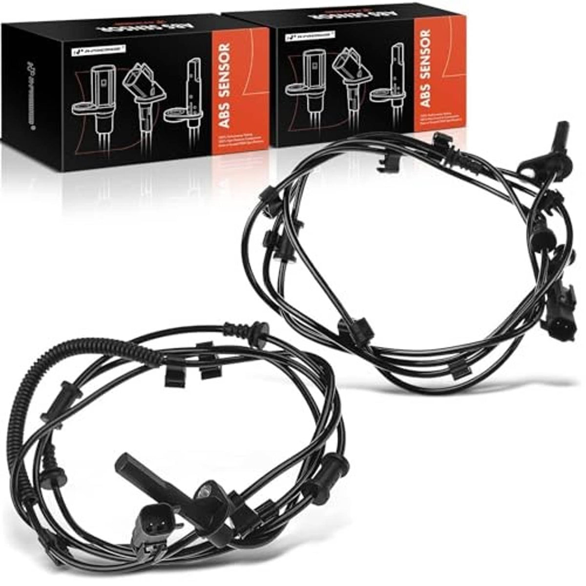 Rear ABS wheel speed sensor set, two cable harnesses with connector ends