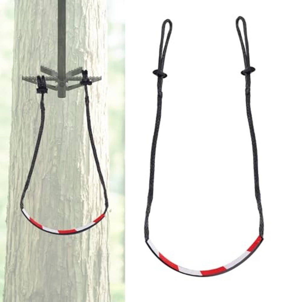 Single step climbing aider rope ladder with two handgrip straps and red-trim loop