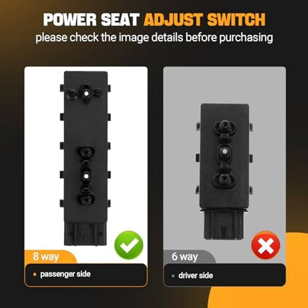 Black power seat switch with two stacked rocker columns and side plug connector
