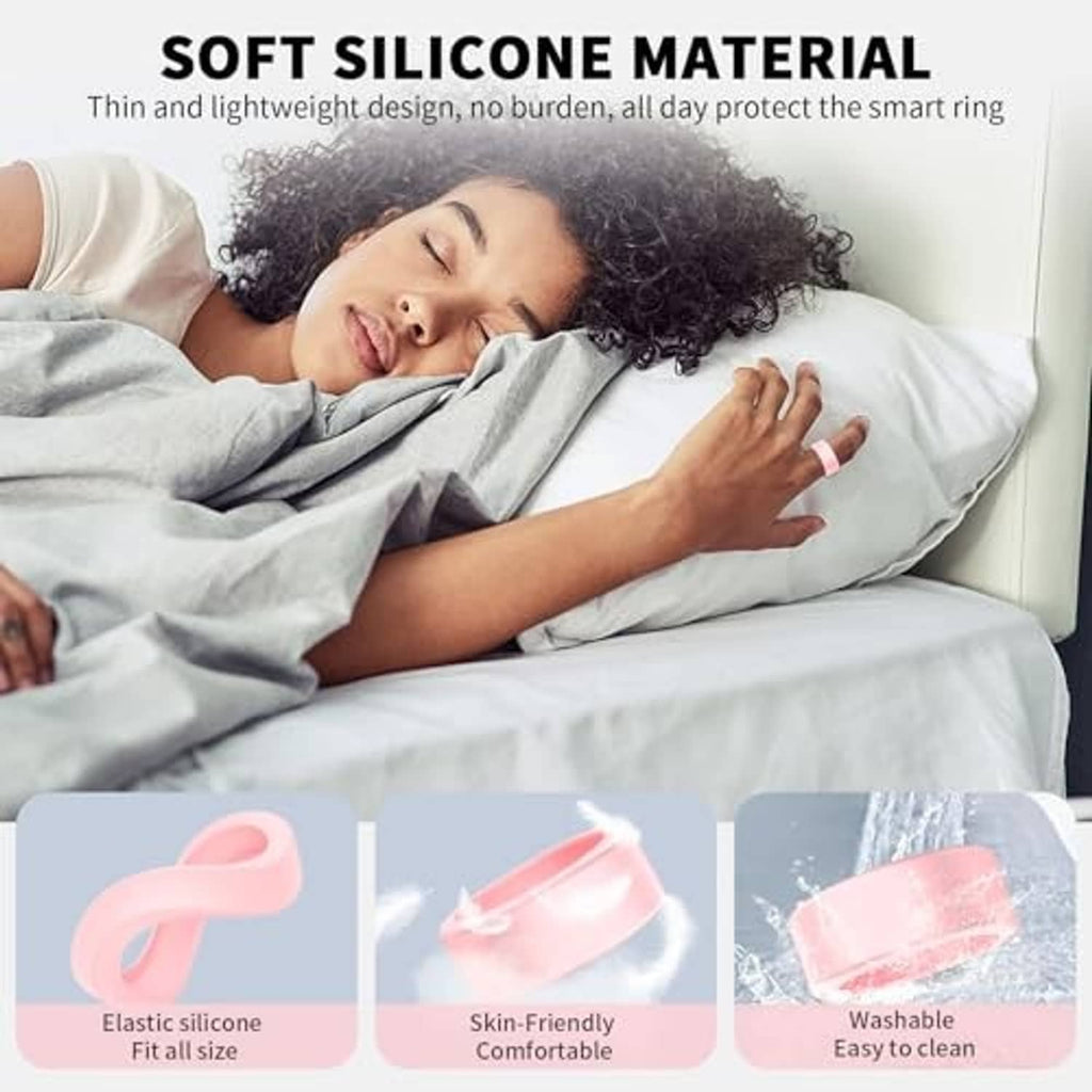 Soft pink silicone smart ring cover set with elastic fit and smooth finish