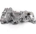 Engine timing oil pump cover with circular oil seal port and mounting bolt holes