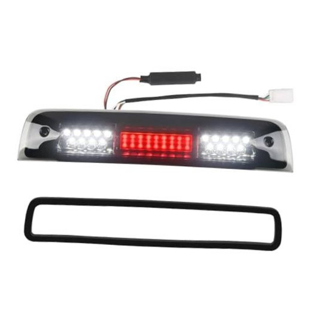 Smoked-lens LED third brake light with red LED bar and white end caps