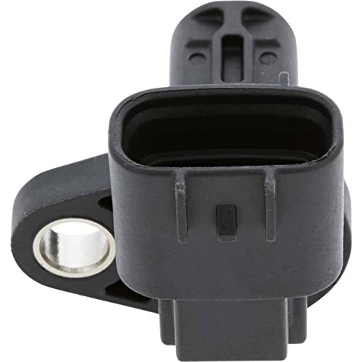 Camshaft position sensor showing side bracket and circular mounting hole
