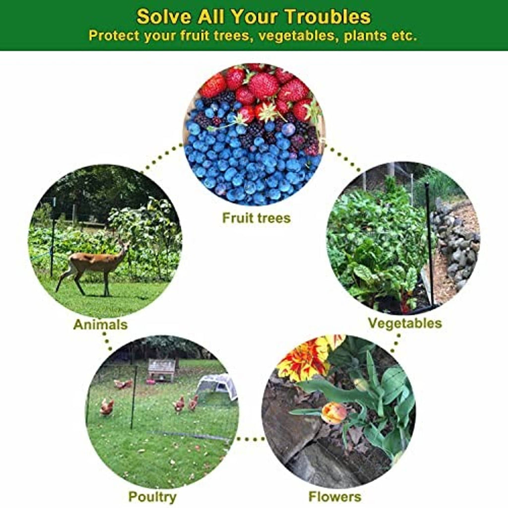 Black square-mesh netting for protecting fruit trees, vegetables, flowers, and poultry