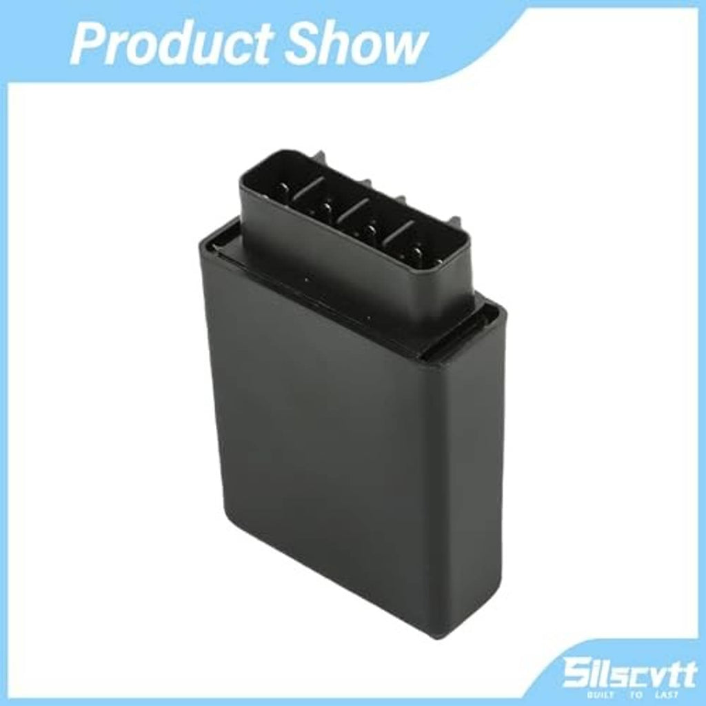 Black CDI ignition control box with top-mounted multi-pin connector, angled view.
