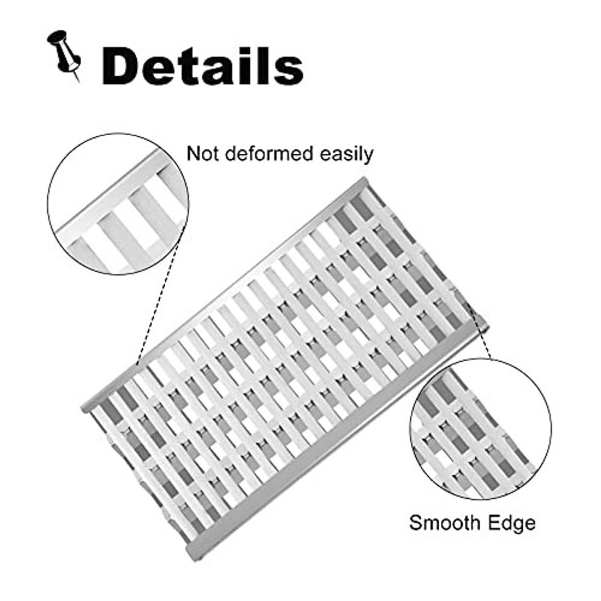 Stainless steel rectangular heat shield grate with smooth edges detail