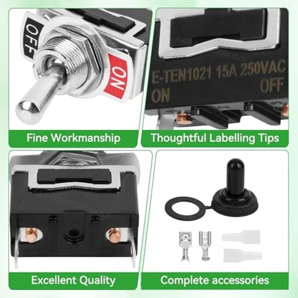 Tow/Run switch close-up with marked ON/OFF labels and threaded metal terminal