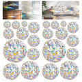Colorful prism mosaic window decals, round and oval shapes for bird-strike prevention