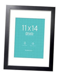 Black 11x14 picture frame with white mat and turquoise display card