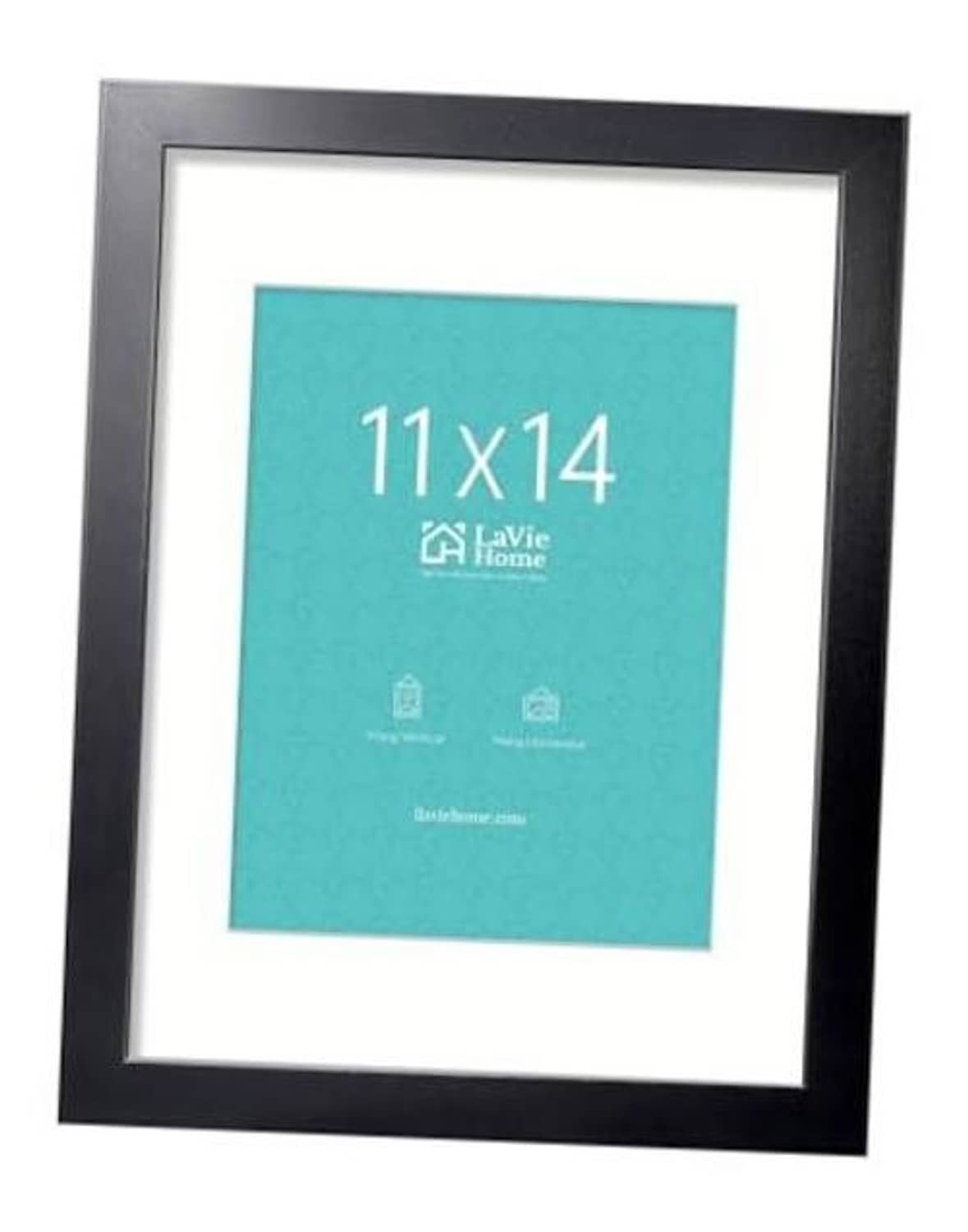 Black 11x14 picture frame with white mat and turquoise display card