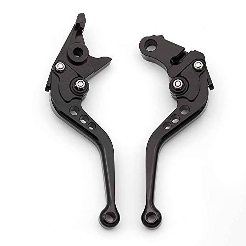Black CNC short brake and clutch levers, left and right pair with pivot adjuster