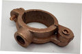 Copper-plated hinged split ring pipe hanger with threaded bolt and oval ring
