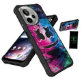 Rugged black phone case with graffiti cat design, raised camera cutouts and side buttons.