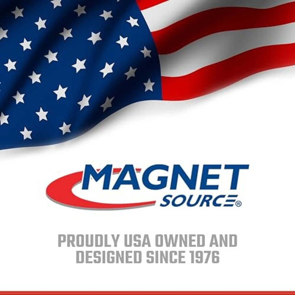 Magnet Source logo on a flag-style background with blue and red branding