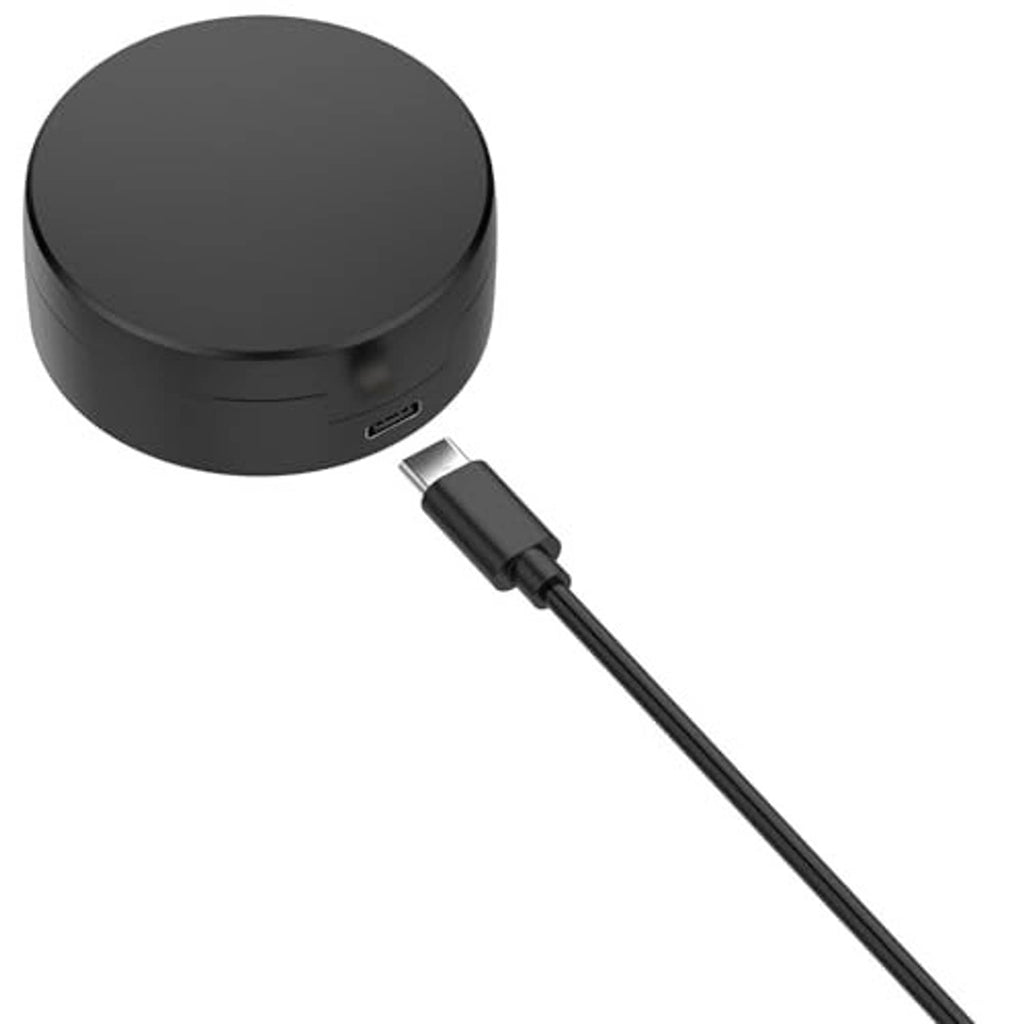 Black charging dock with attached USB cable connector