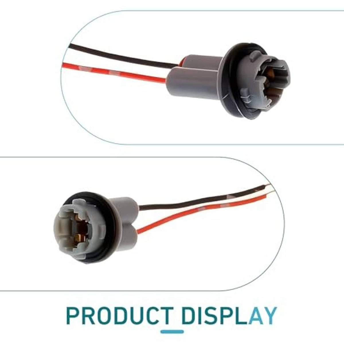 Gray pigtail sockets with red/black striped wires for car light bulbs