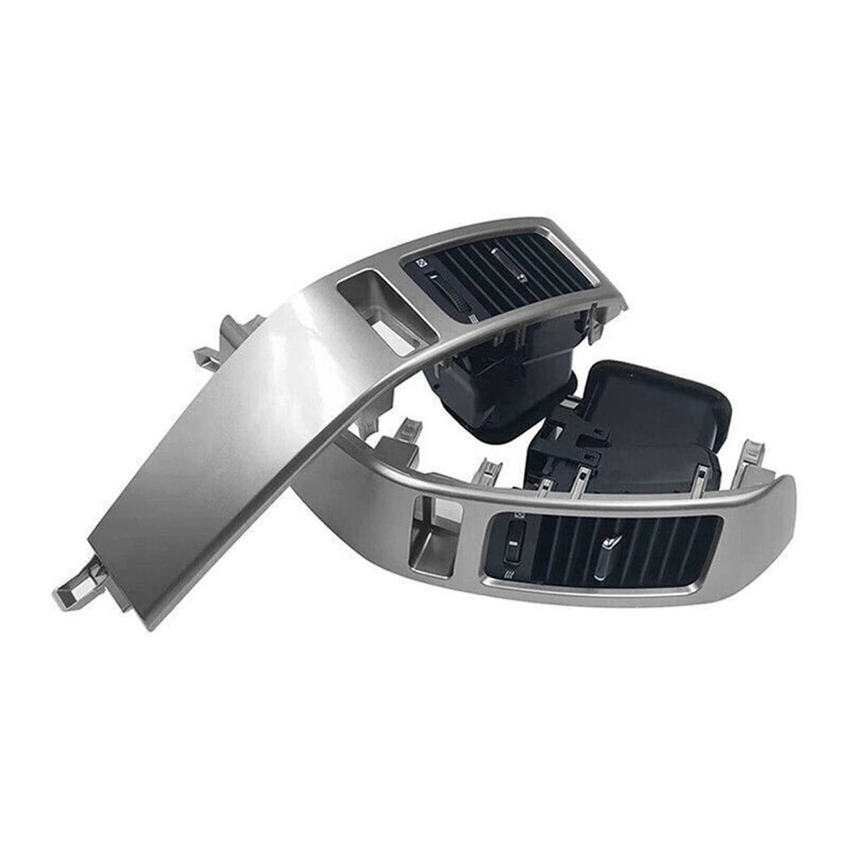 Car dashboard air vent trim panels with grille and mounting brackets