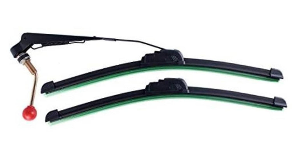 Manual UTV windshield wiper kit with two black blades and wiper arm with red knob