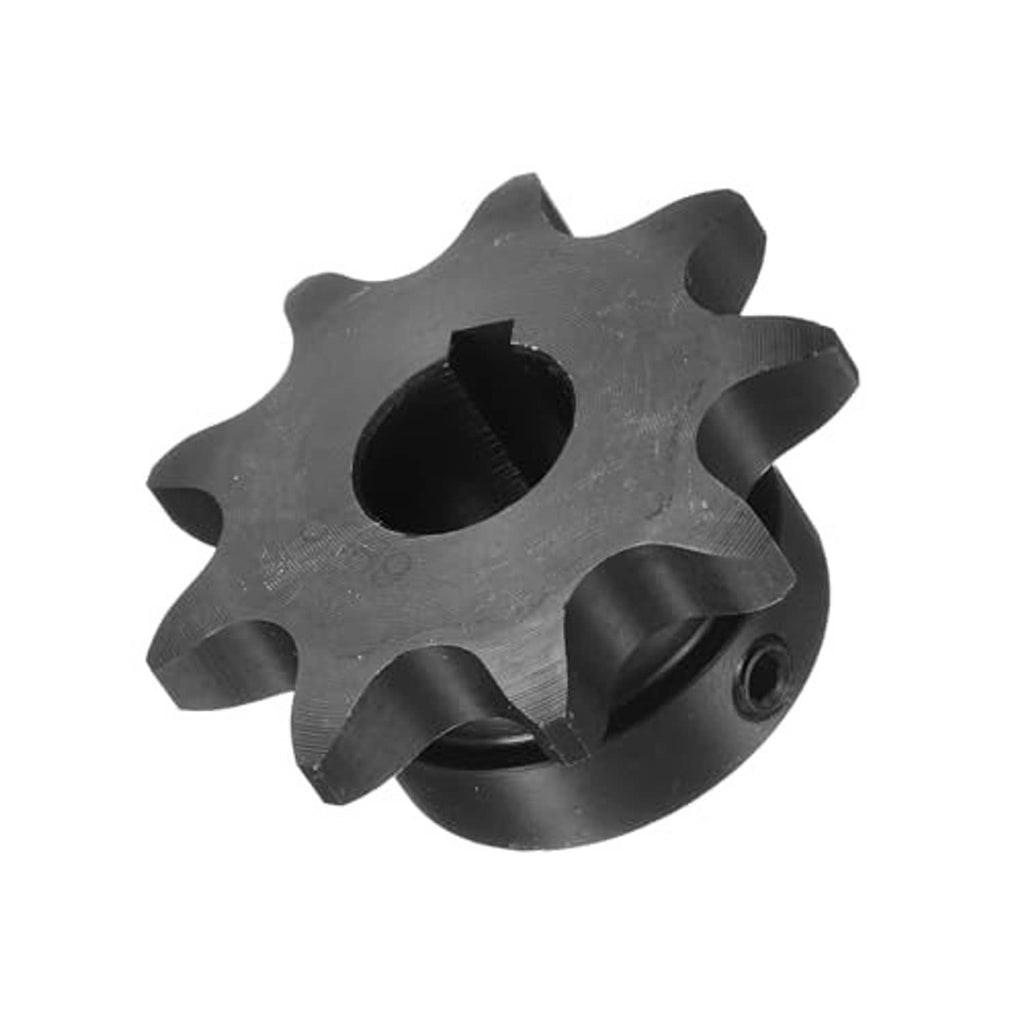 Black #40 roller sprocket with star-shaped teeth and 5/8 in center bore