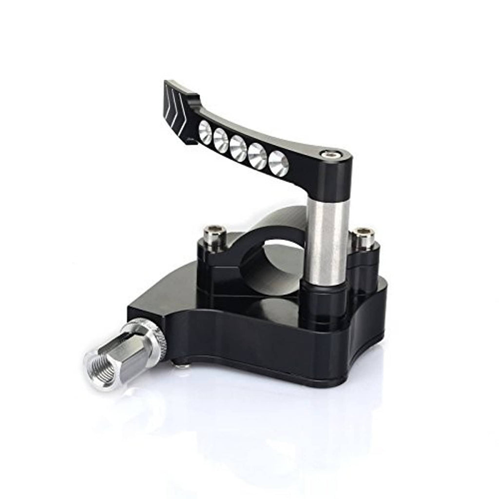 Black handlebar thumb throttle with LED light bar and silver mounting pole
