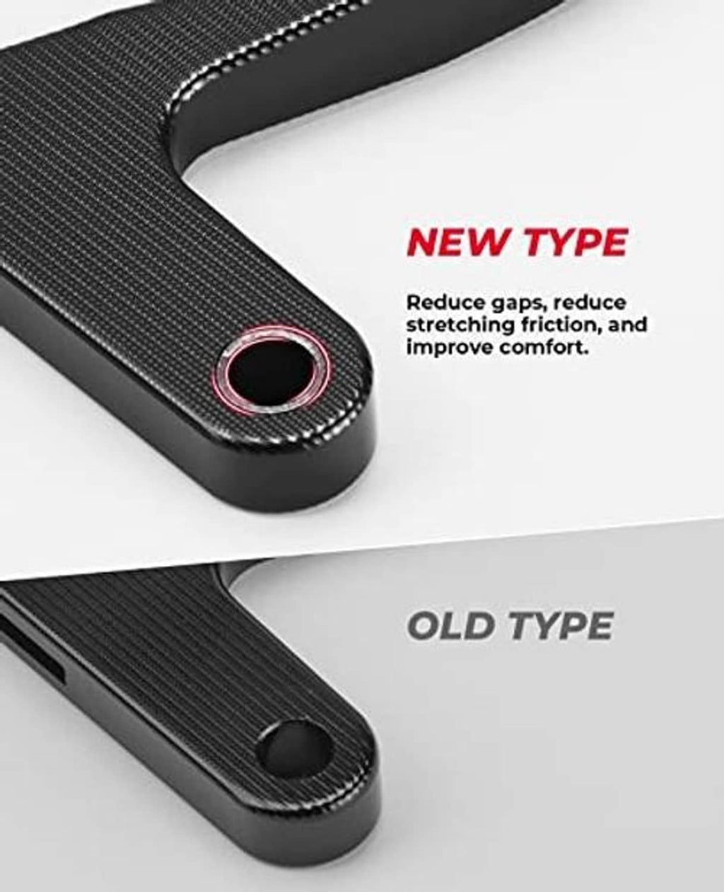 Black throttle grip with textured end cap and red-ring bushing detail