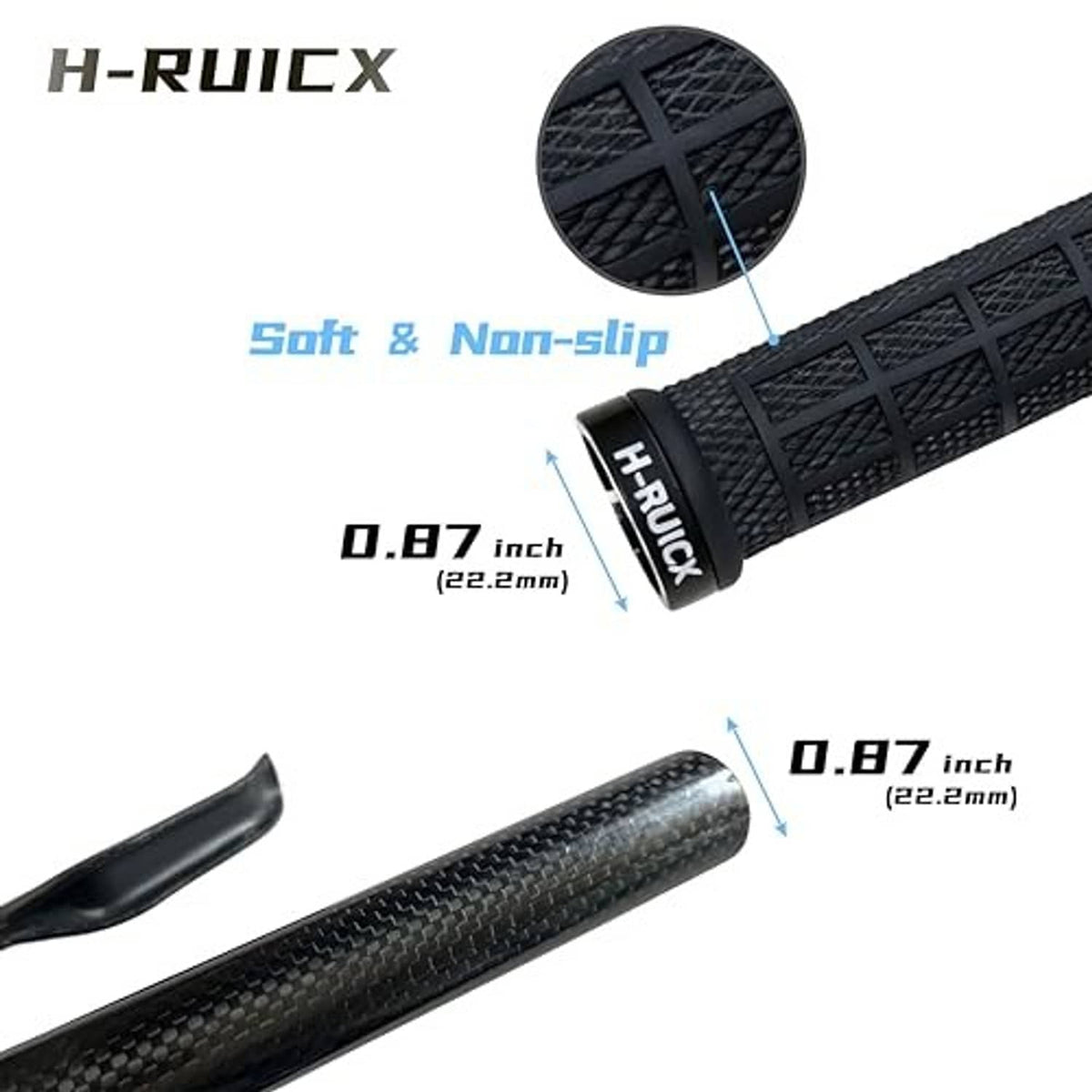 Black textured handlebar grips with soft non-slip pattern and lock-on end rings