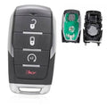 Black keyless entry remote fob with button icons and exposed internal circuit board