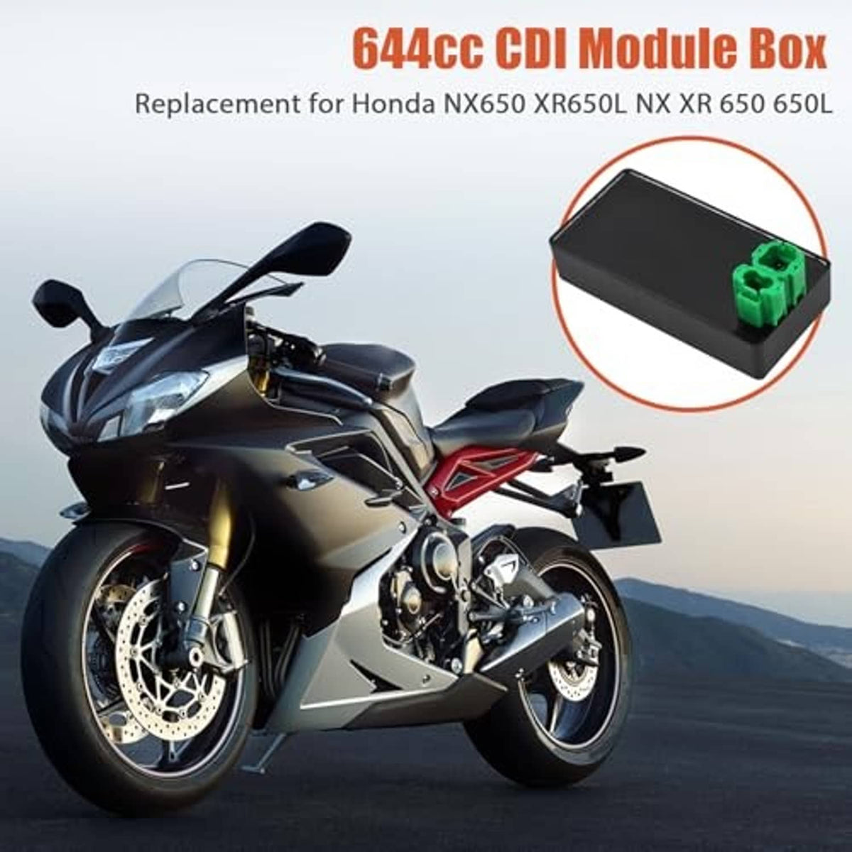 Black CDI module box with green connector block, shown as replacement part.