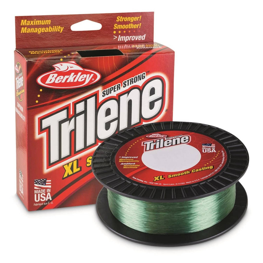 Fishing line spool with green Trilene XL line and black reel base
