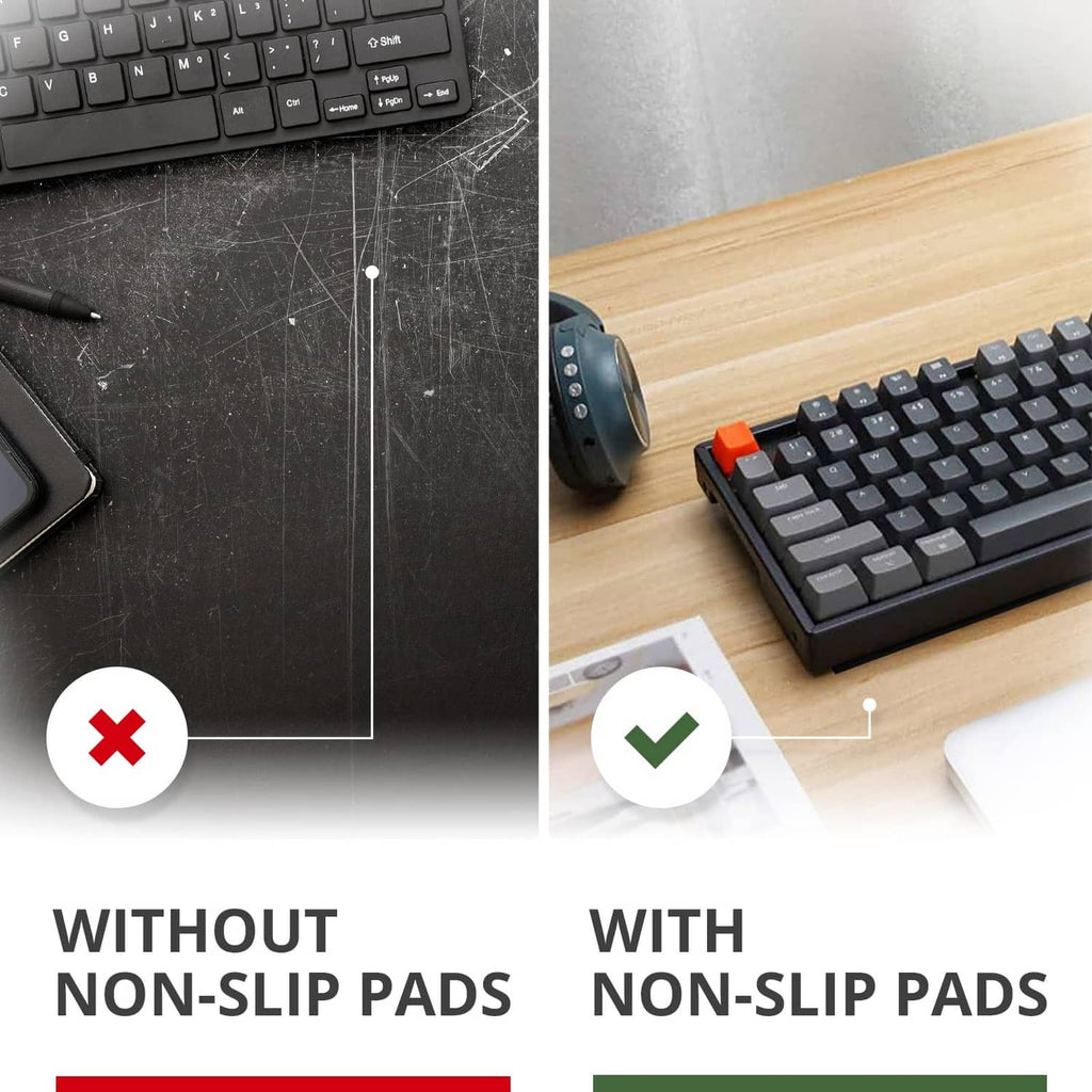 Black non-slip rubber strip pads for keyboards and appliances, textured anti-slip