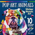 Colorful pop art dog sticker mosaic art book cover with 10 designs