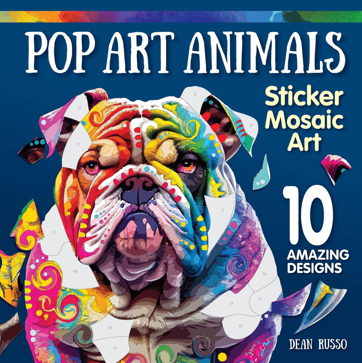 Colorful pop art dog sticker mosaic art book cover with 10 designs