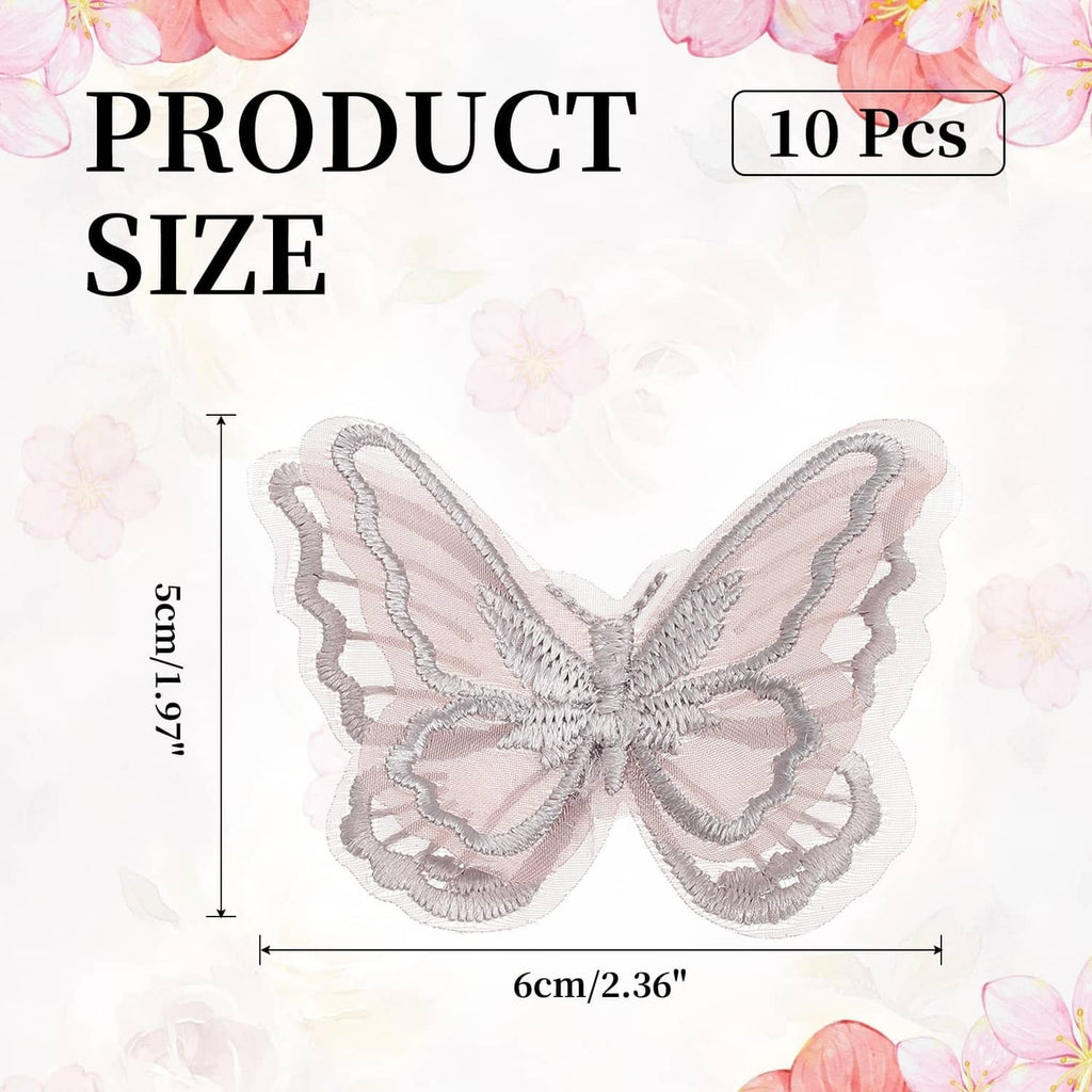 Single layered butterfly applique with embroidered wings, light coffee color