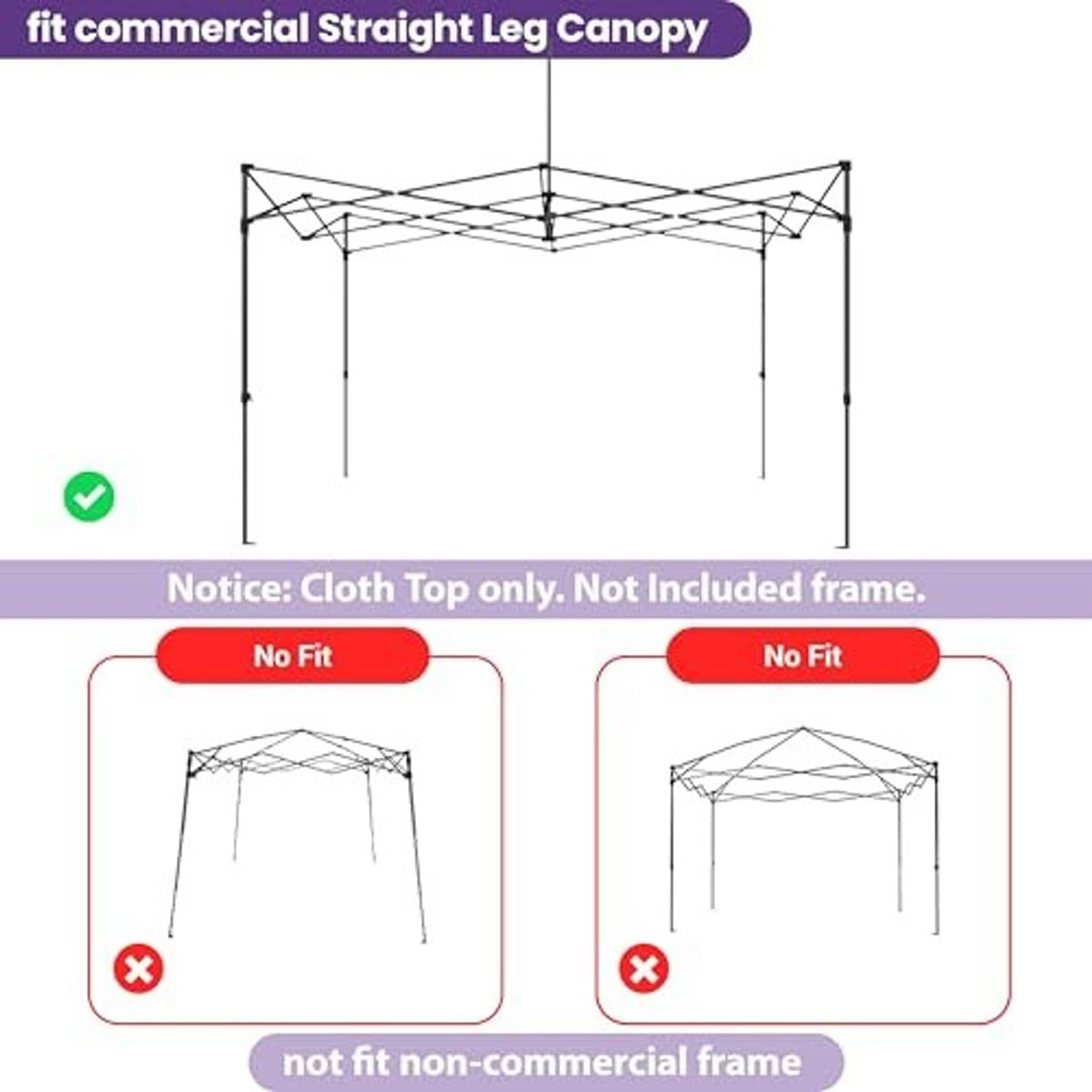 Canopy cloth top with fit notice: cloth top only, not included frame