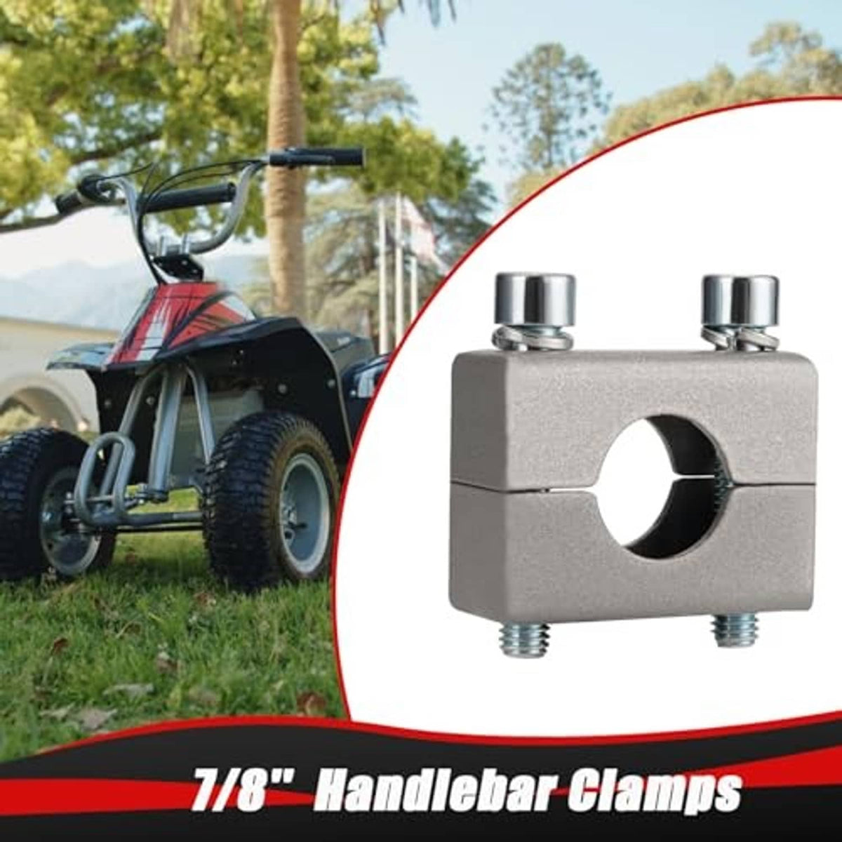 Silver handlebar clamp risers, metal block with two bolt posts and center hole
