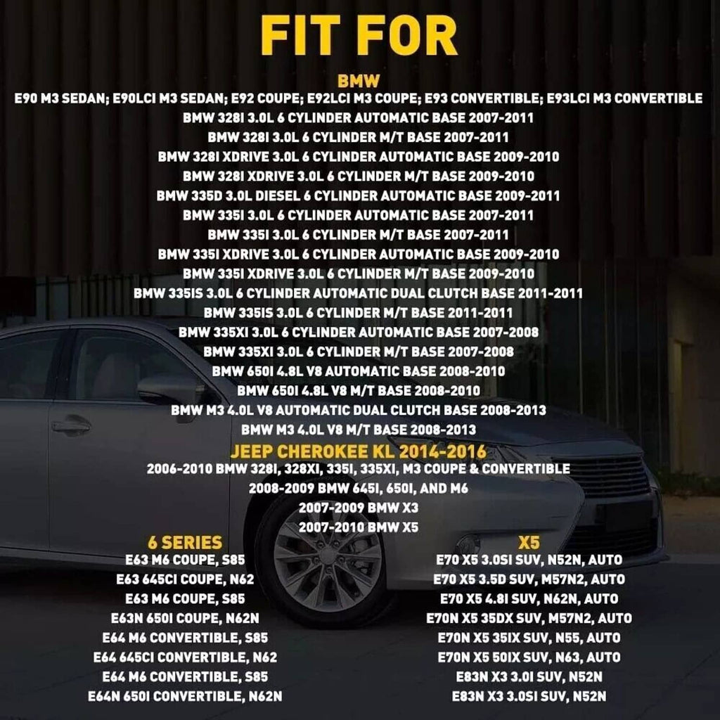 BMW fitment chart graphic listing compatible vehicle models for HID ballast
