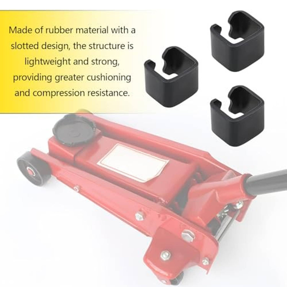 Rubber link clips and red trolley jack clamp, slotted U-shape design