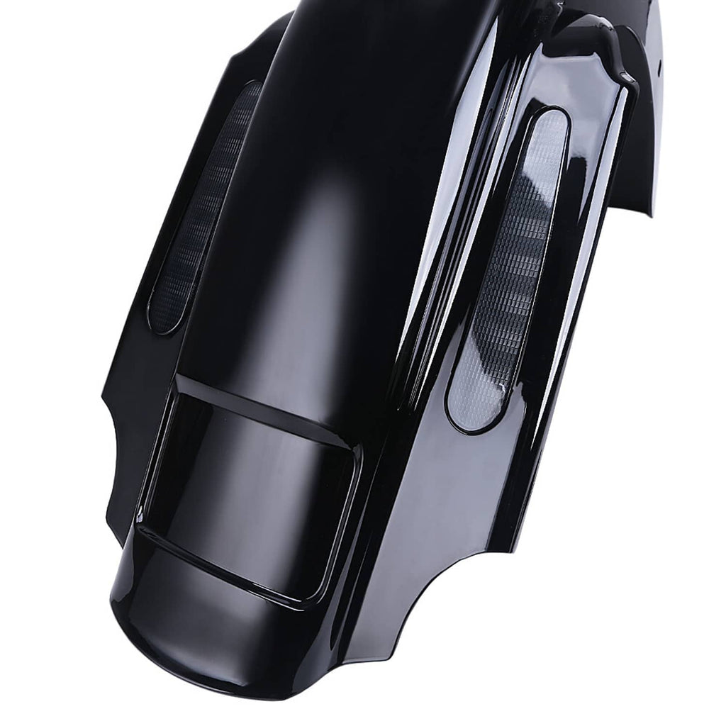 Black rear fender with integrated LED reflector lenses