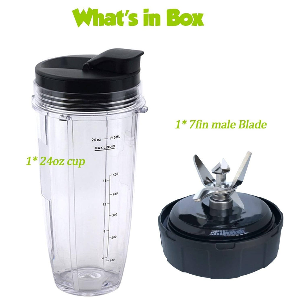 Replacement blender cup with blade attachment and 24 oz capacity markings