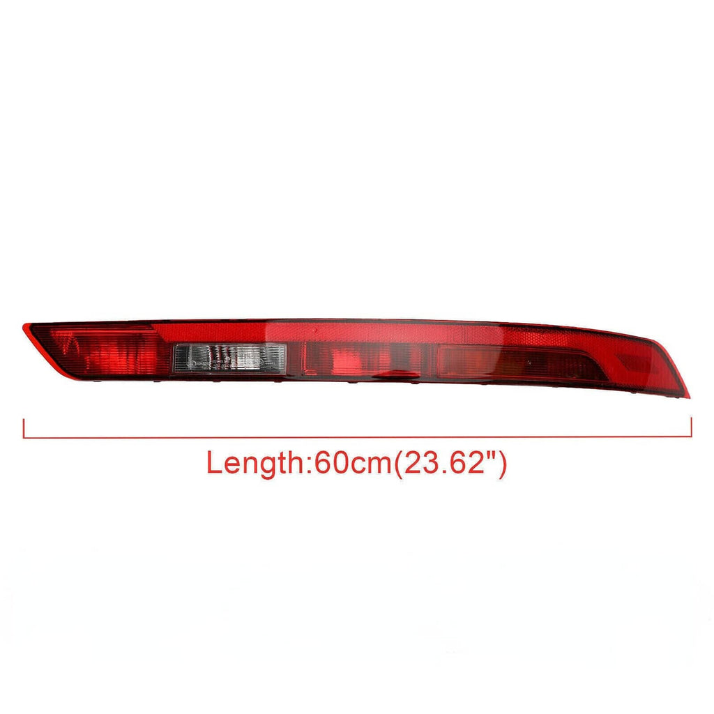 Tail light bar, 60 cm long, red lens with clear rectangular reflector