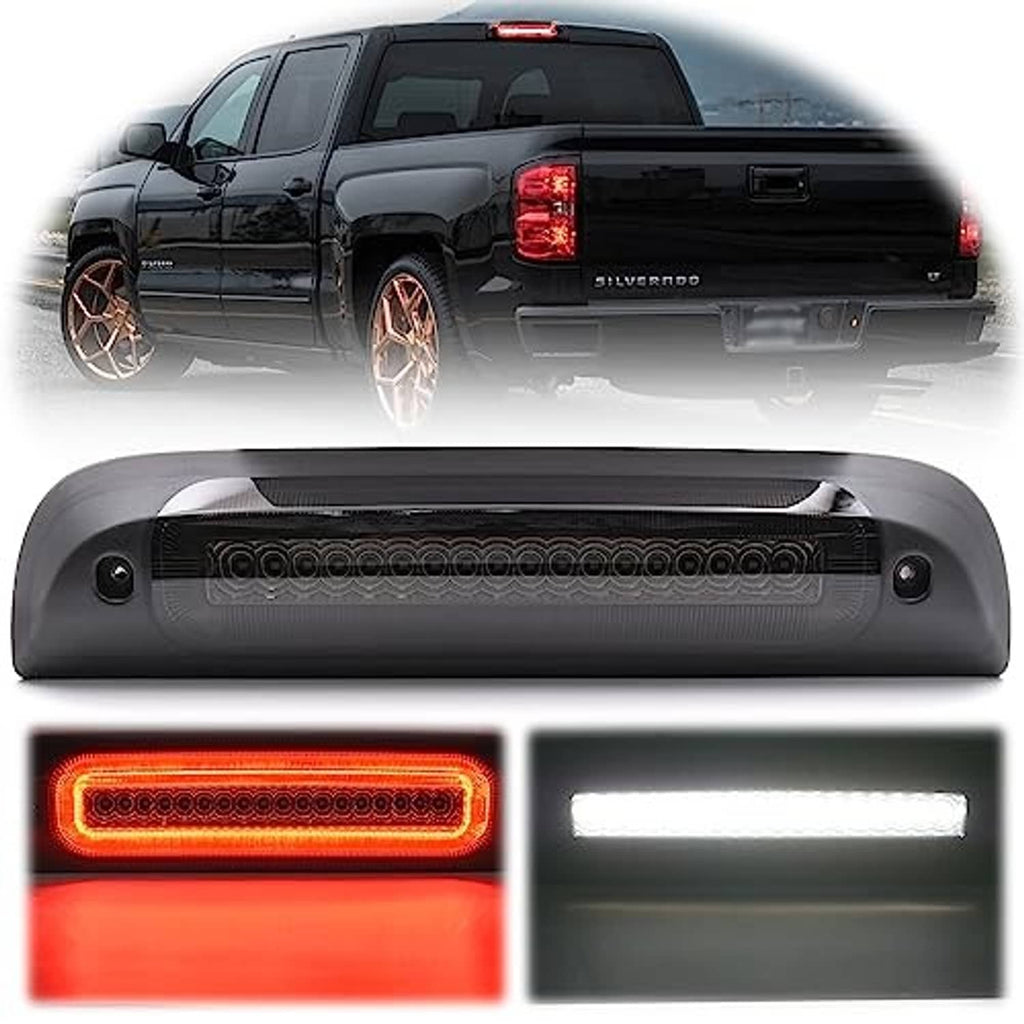 LED third brake light replacement with red LED glow behind clear lens panel
