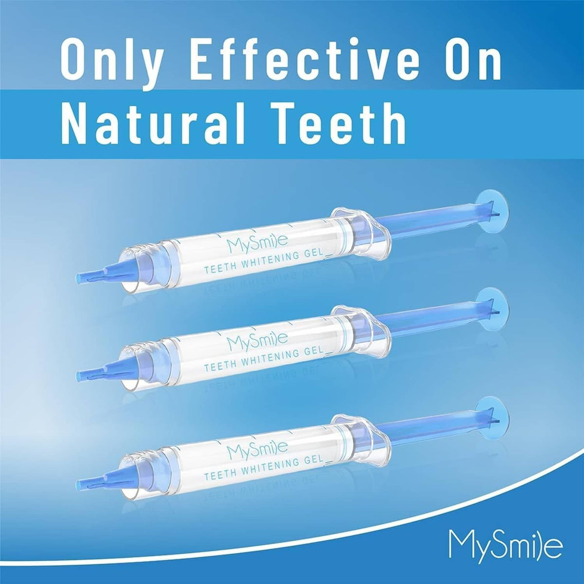 Teeth whitening gel syringes with clear nozzle tips for LED whitening tray