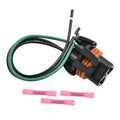 3-wire halogen bulb connector pigtail with black housing, orange insulator, green/black leads