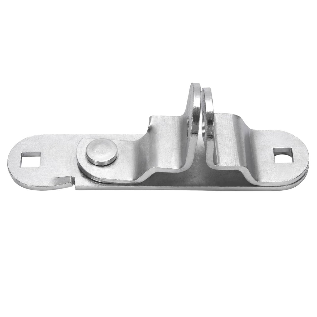 Steel cam latch hasp with flat base plate, side cutouts, and raised keeper, silver