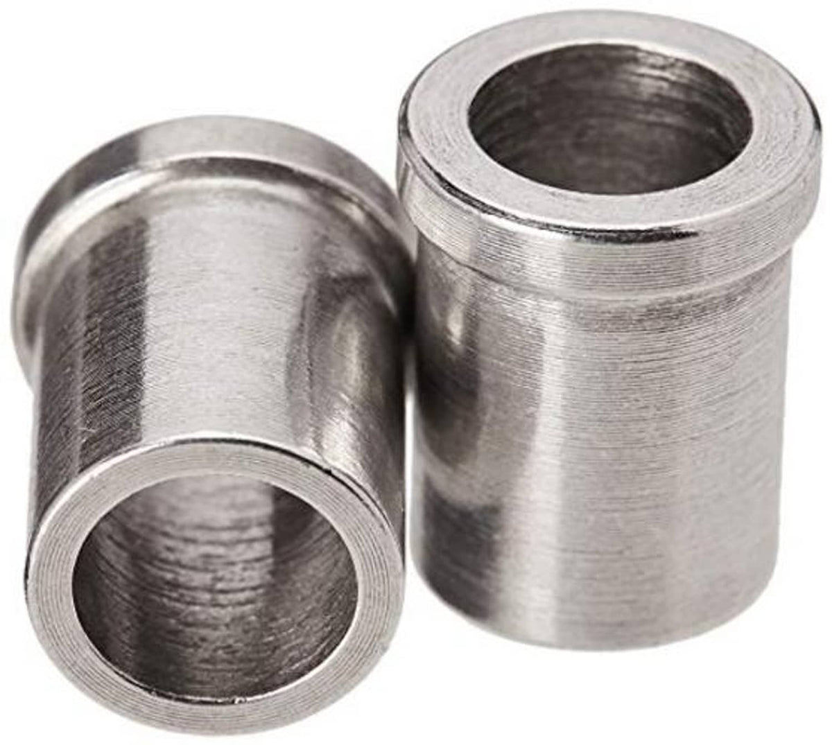 Metal Presta stem saver sleeves with open bores, two-piece set