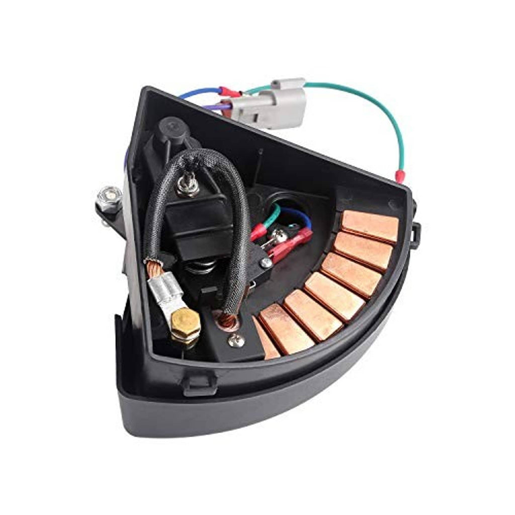 Wiper switch assembly interior with switch parts, terminals, and multicolor wire harness.