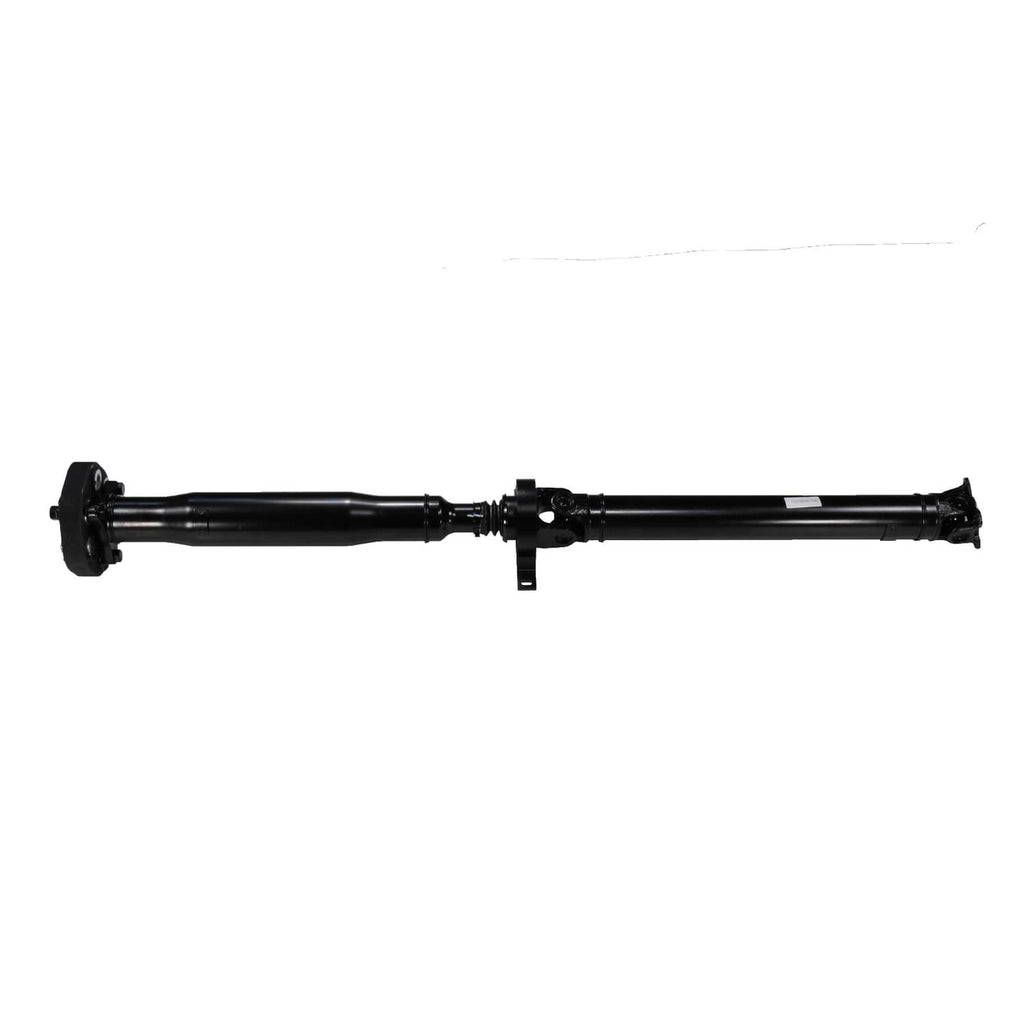 Rear drive propeller shaft assembly with center support bracket and end yokes