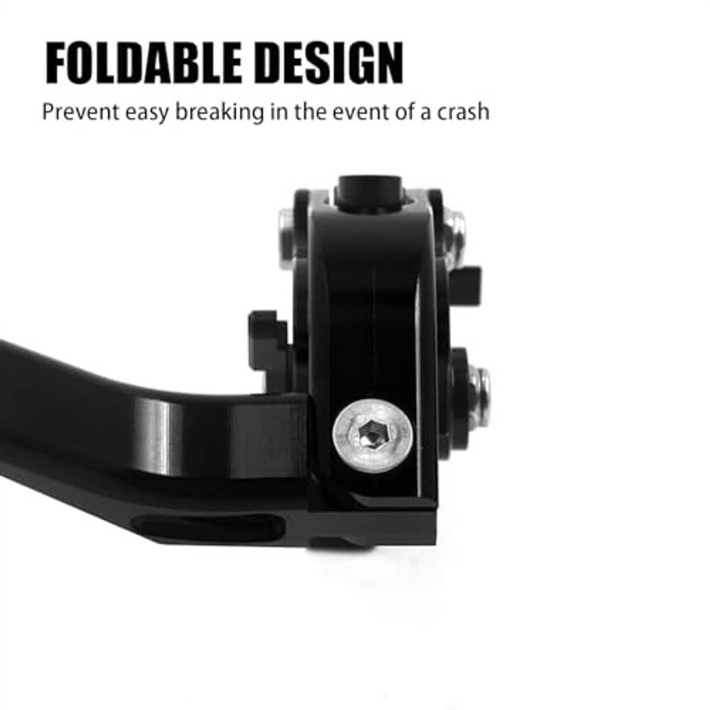 Foldable brake clutch lever design with black pivot housing and exposed bolt